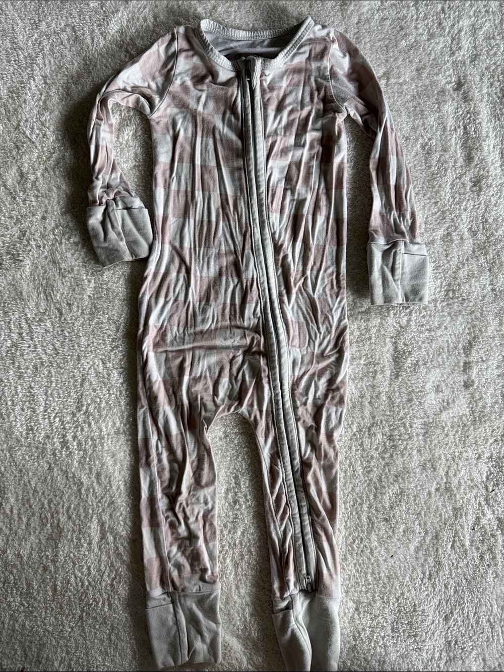 Long-Sleeve Pink Stripe Kids Zip-Front Pajama Onesie